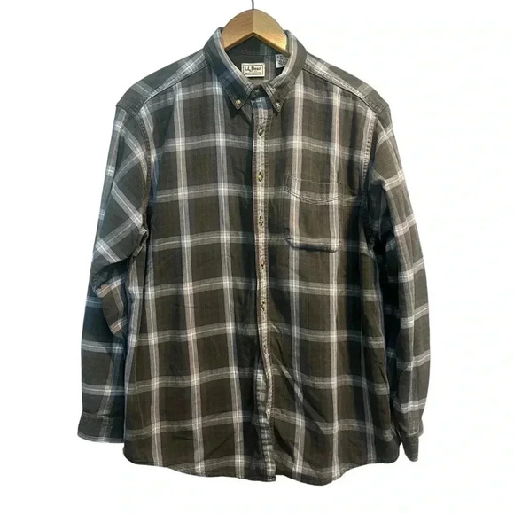 L.L Bean Green Flannel Plaid Button Down XL - Picture 1 of 5